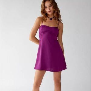 NWT Urban Outfitters Bella Bow-Back Satin Mini Dress Size Small